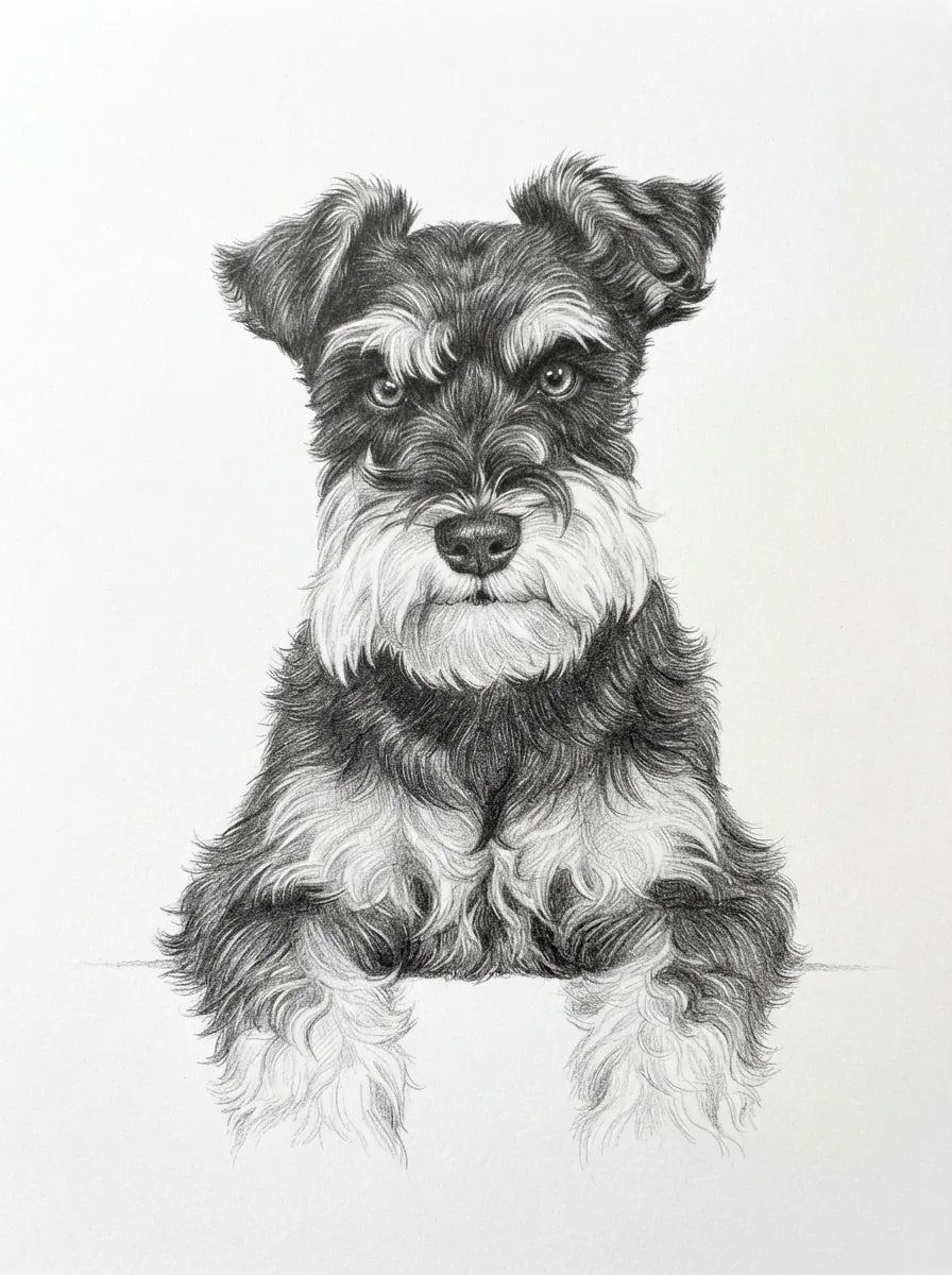 Portrait de Thea, schnauzer (Crayon)