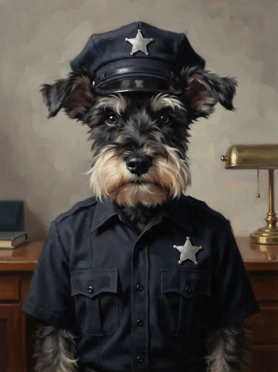 Portrait de Thea, schnauzer (Police)
