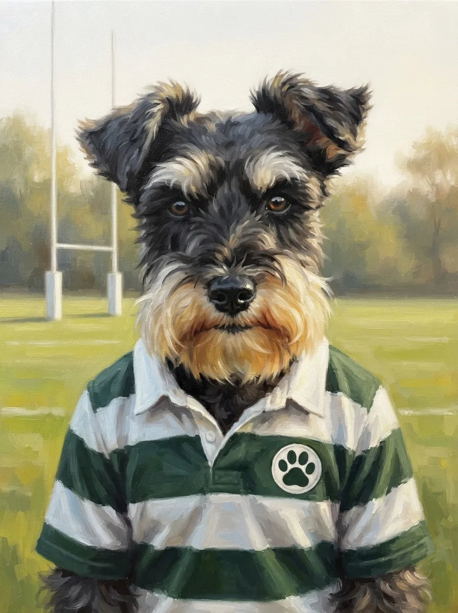 Portrait de Thea, schnauzer (Rugby)