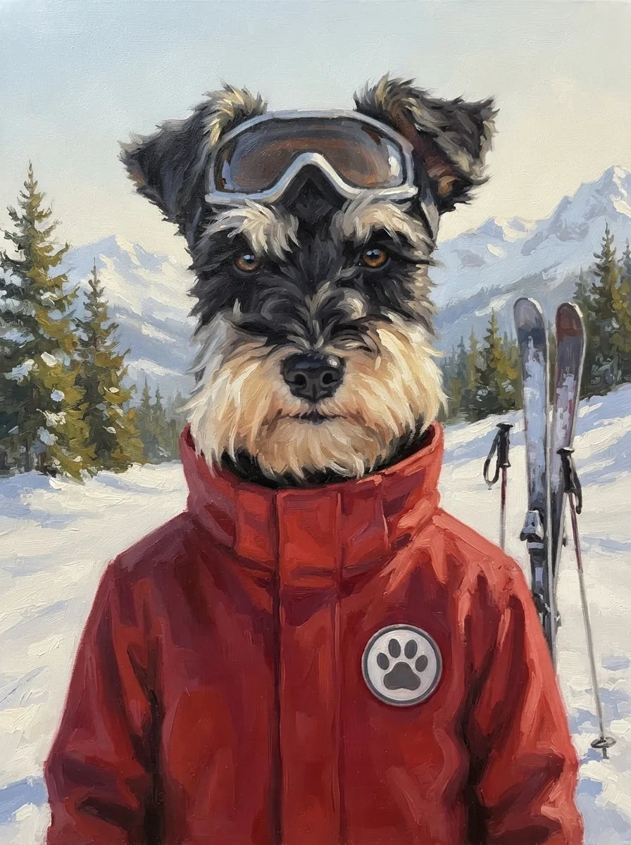 Portrait de Thea, schnauzer (Ski)