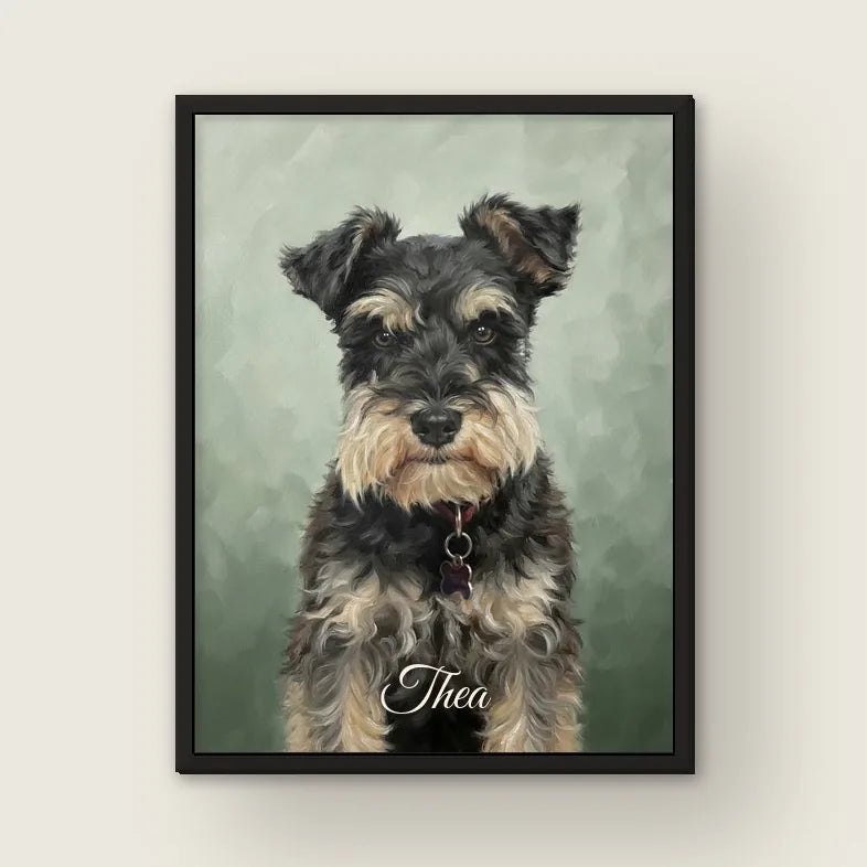 Exemple de portrait d’animal encadré sur un mur (Peinture)