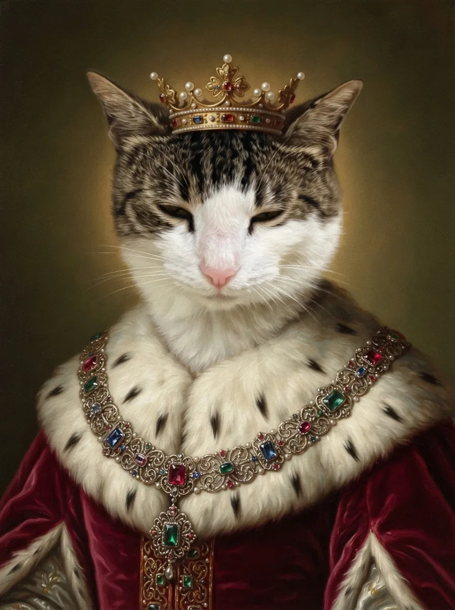 Portrait de Cleo, chat tigré (Royauté : la reine)