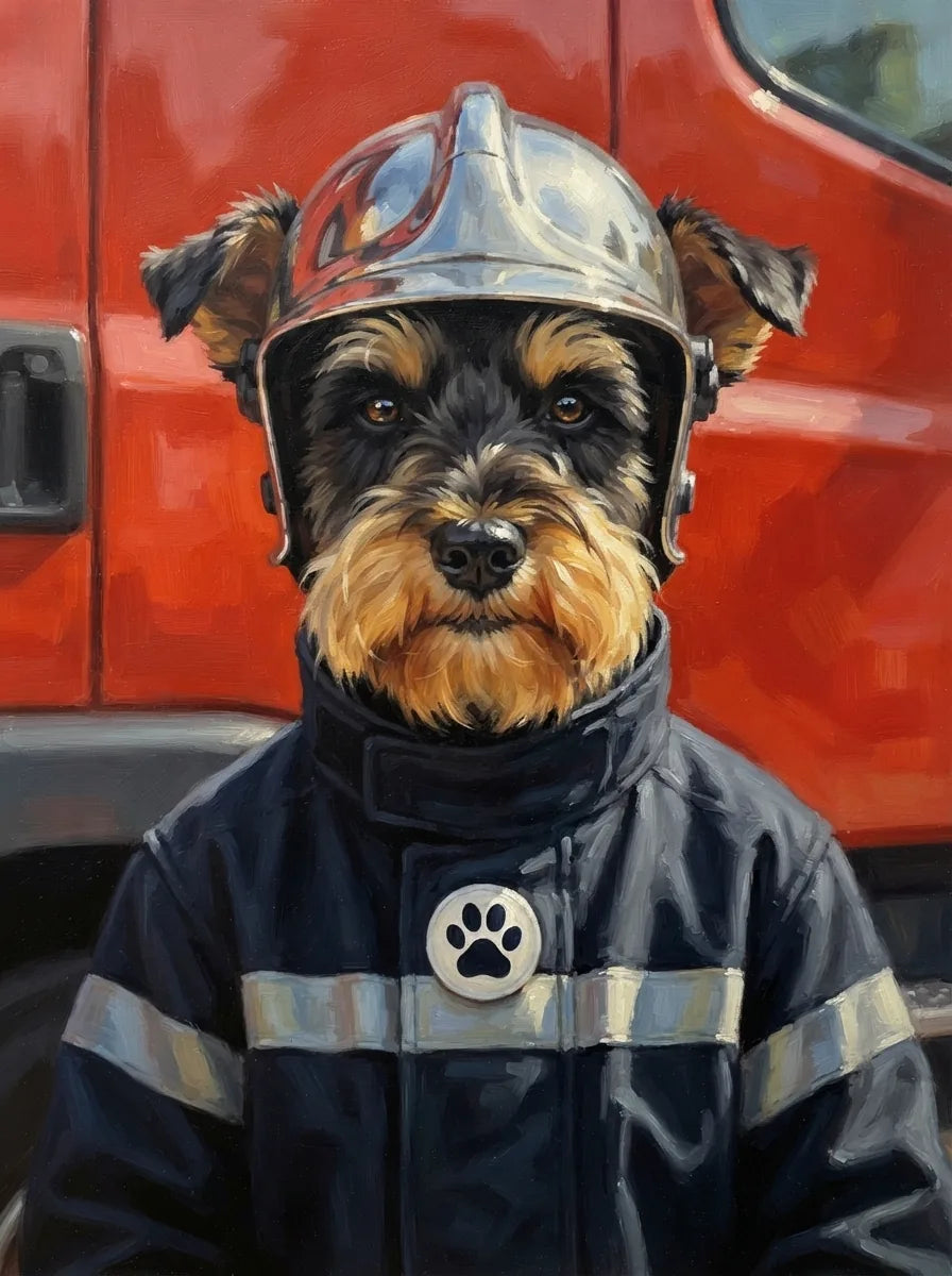 Portrait de Thea, schnauzer (Pompier)